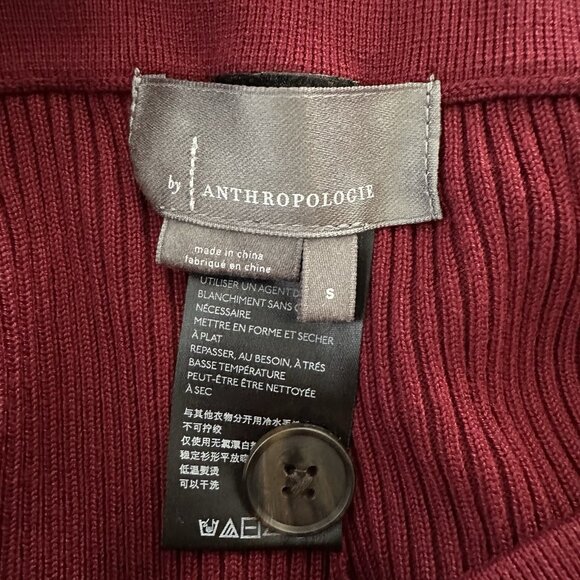 Anthropologie Maroon Small Ribbed Harem Pants Boho Lounge Wide Leg Cropped Ankle - Picture 10 of 11